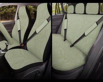 Green Car Seat Covers, Full set for vehicle, Boho minimalist olive sage, cute simple nature car accesories, Carseat cover gift for women