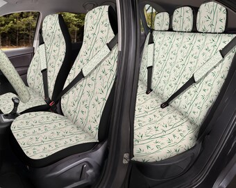 Green Bamboo Car Seat Covers Full Set, Airbag Compatible Universal Seat Protectors