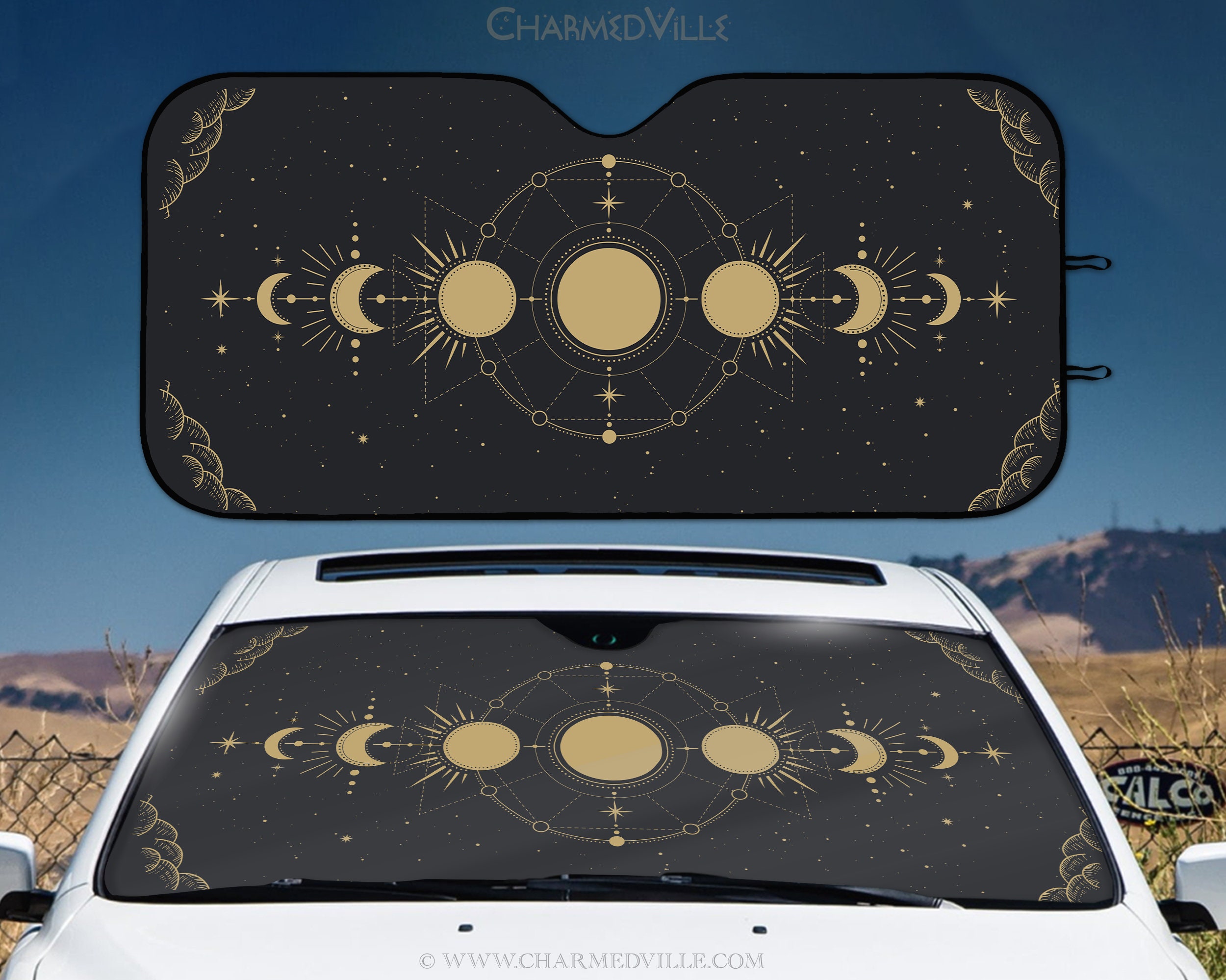 Moon Car Sun Shade, Witchy windshield cover