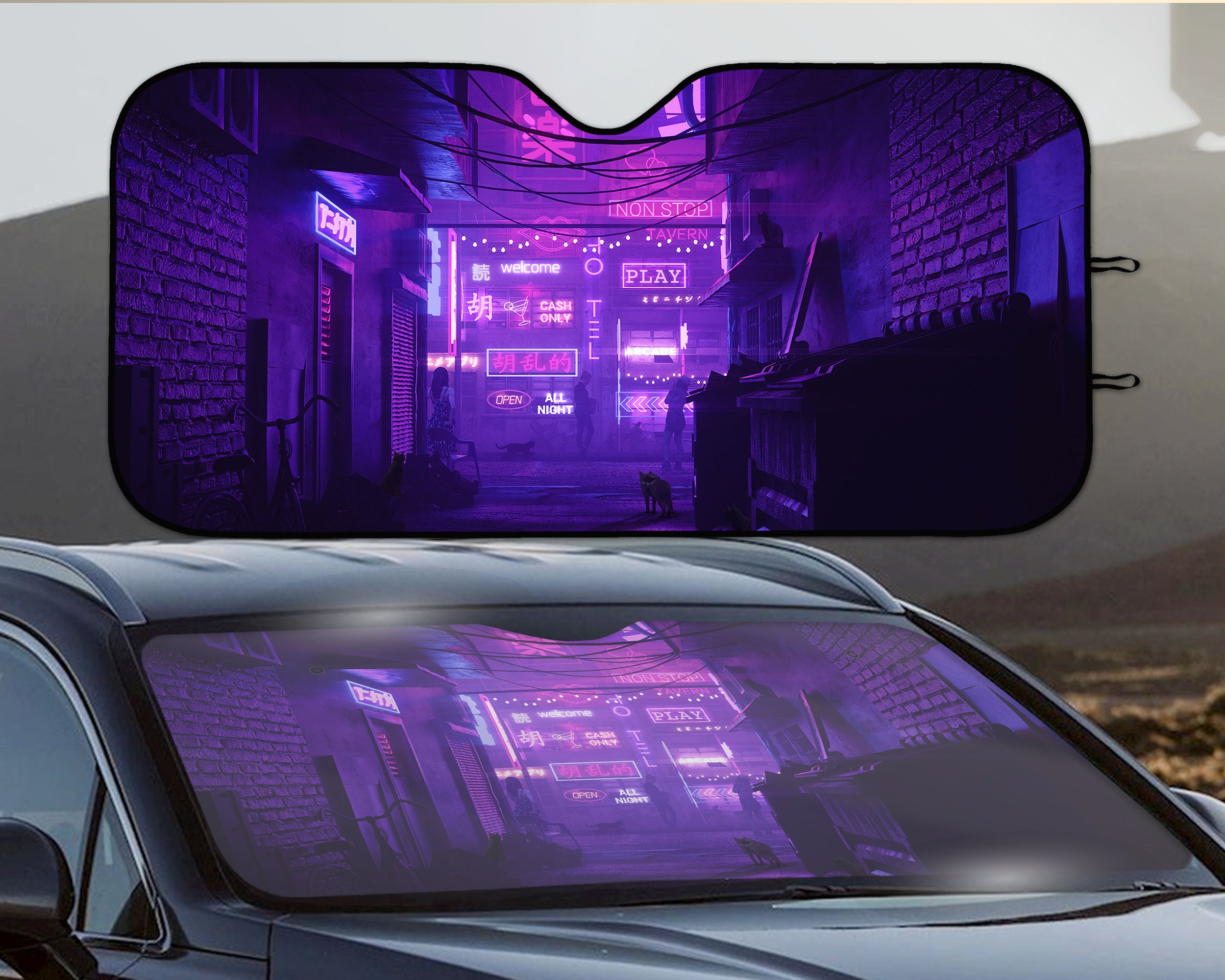 Anime Car Sunshade, Cyberpunk Sun Shade, Window Windshield Cover ...