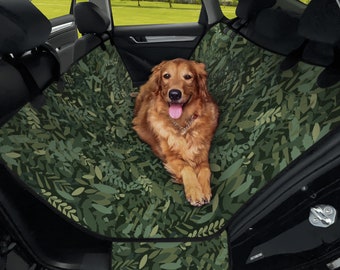 Dog Car Seat Cover, Hammock Bed for pets, full set for vehicle/suv/truck, Forest Green carseat chair accessory sets, cute gift for men/women