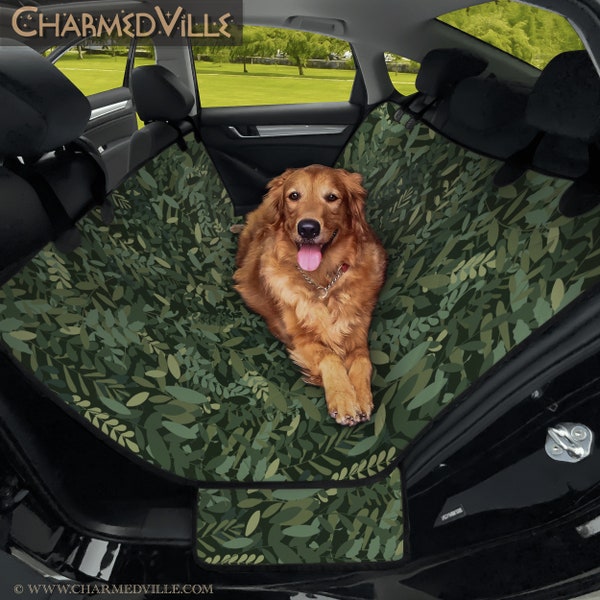 Dog Car Seat Cover, Hammock Bed for pets, full set for vehicle/suv/truck, Forest Green carseat chair accessory sets, cute gift for men/women