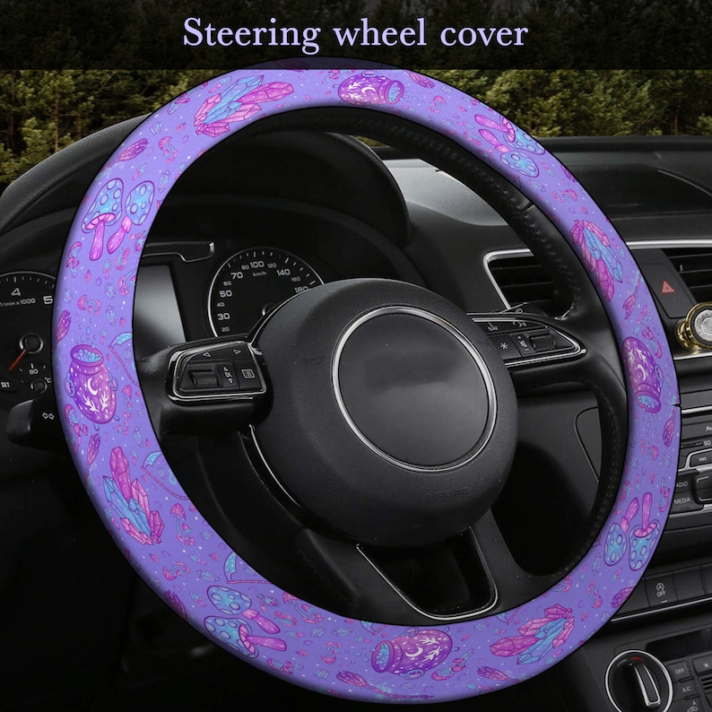 Purple Velvet Steering Wheel Cover - Soft, Anti-Slip, 15 Inch - Cute & Nice Design