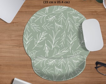 Alfombrilla de ratón verde salvia, reposamuñecas de teclado ergonómico, accesorio de decoración de alfombrilla de escritorio floral, estética retro boho, alfombrilla de ratón verde oliva, regalo para mujeres