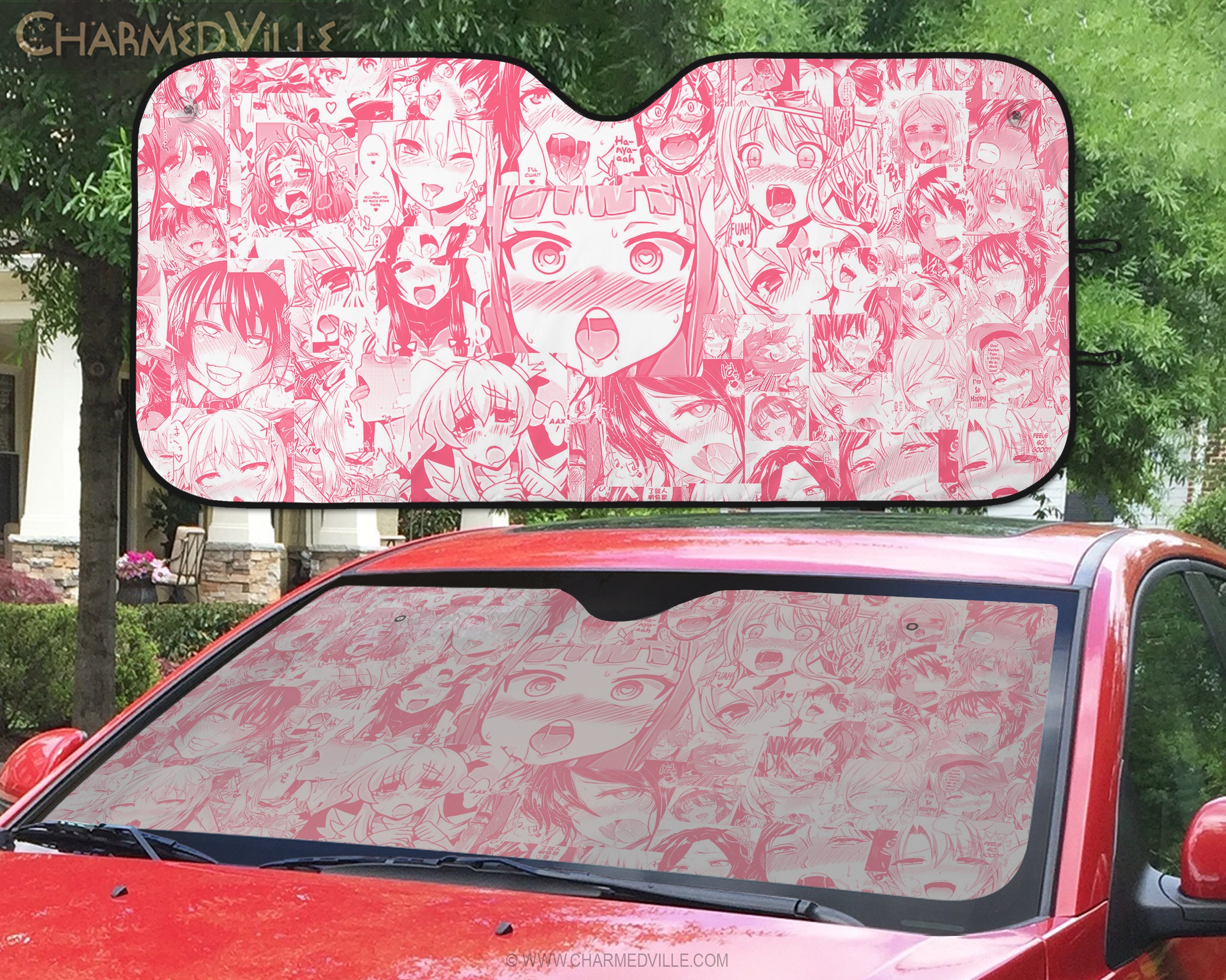 Bloqueur de soleil de pare-soleil de voiture d'anime pour le pare-brise,  visage de fille d'yeux d'aheago rose mignon, cadeau de couverture de  protection UV réfléchissant de fenêtre de véhicule -  France