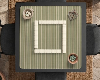 Green Stripe Mahjong Table Mat, Country Club Board Game Playmat, Vintage Tile Surface For American Mahjong And Host Gift