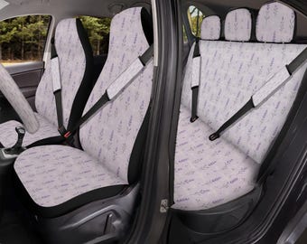 Lavender Floral Car Seat Covers, Universal Full Set Auto Seat Protectors for Cars