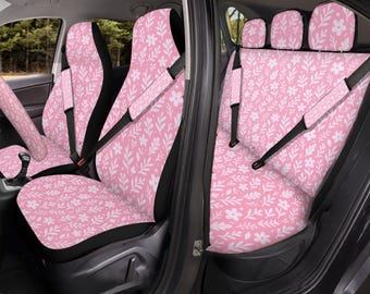Pink Floral Car Seat Covers, Universal Washable Auto Seat Protectors For Interior