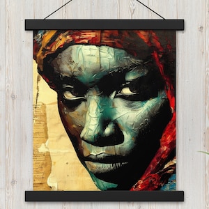 Tuareg Woman Portrait Poster: African Wall Art with Wooden Hangers