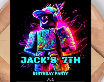 Faire-part Roblox, Roblox, invitation à une fête d'anniversaire Roblox, Roblox bday Invite, Roblox party invite, modèle d'invitation modifiable
