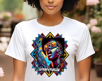 Afrofuturism T-Shirt: Afro Woman in Tech Graphic Tee