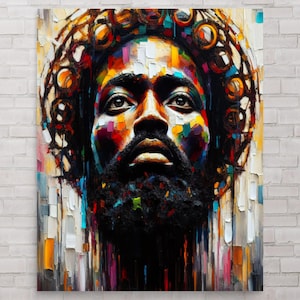 Black Jesus poster, Afro Canvas print, Black Jesus Art, Abstract modern painting, Digital painting, African American art, Afro Canva style