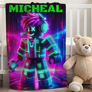 Personalized Roblox Blanket, Throw Blanket, Kids Name Blanket, Personalized Name Blanket, Roblo x, Hospital Blanket, Name Blanket for Boy