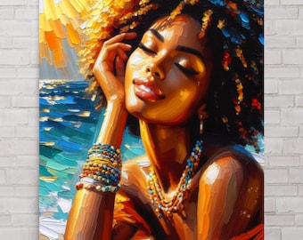 Black Woman Wall Art, Melanin art, Caribbean wall Art,Afro Art,Printable Art, Black Love ,Curly Hair, Black Girl Art Print, Black Woman Art