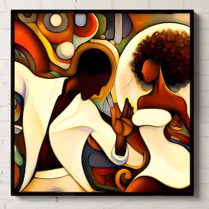 Harlem Renaissance Poster, Afro Wall Art, African American Art, Black couple Art, Black Woman Gift, Black Excellence, Black Wall Street