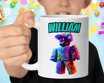 Roblox Mug, Roblox Personalized Mug, Roblox Cup, White glossy mug Gift for kids, Roblox party Cup, Grandson gift, Personalized Roblox Gifts
