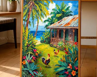 Caribbean Art Poster, Island wall art, Caribbean Canvas style wall art, Caribbean tropical art, Caribbean style paintings, Tropical Art
