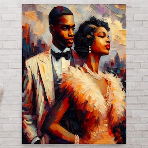 Black Couple Poster | Harlem Renaissance | Afro Wall Art |African American Art | Black couple Art | Black Woman Print | Black Harlem | Noir