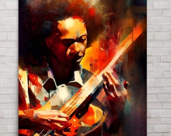 Jazz Player Poster: Afro Music Wall Art, African American Culture