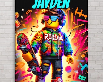 Roblox Canvas, Roblox Personalized Gifts, Roblox Birthday Gifts, Roblox Party, Forsaken, Roblox Theme Party, Roblo x Neon, Roblox Custom