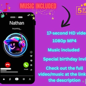 Personalized Roblox Ringing Phone Video Birthday Invitation | Funny Animated Neon Roblox Invite | Custom MP4 Sent to You in 24h