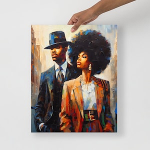 Black Couple Poster | Harlem Renaissance | Afro Wall Art |African American Art | Black couple Art | Black Woman Print | Black Harlem | Noir