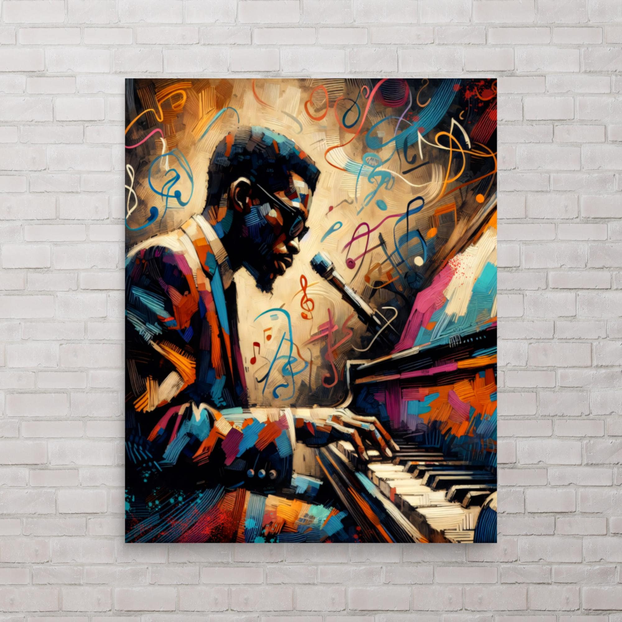 Afro Jazz Player, Piano Player, Jazz Art, Afro Wall Art, African