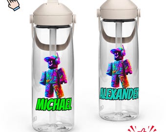 Roblox Bottle, Personalized Roblox water bottle with Flip straw, Kids Name water Bottle, Personalized Name Bottle, Custom Roblox, Ro Blox
