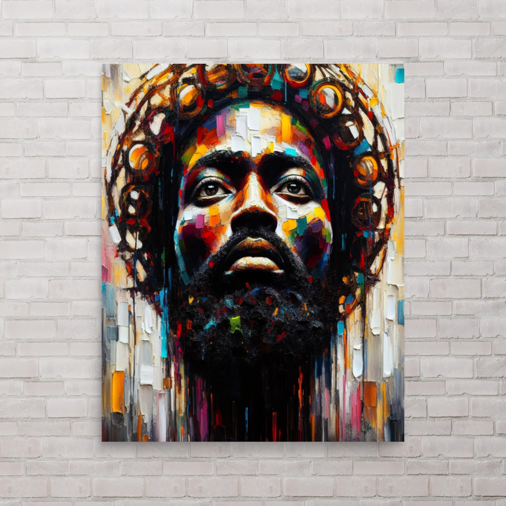 Black Jesus Poster, Afro Canvas Print, Black Jesus Art, Abstract Modern