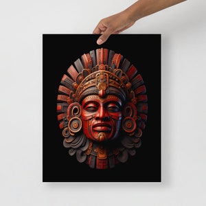 Aztec Carving Museum Poster, Aztec Wall Decor, Pre-Columbian Mesoamerica Art Print, Mayan wall art, Inca Art, Unique artifact gift
