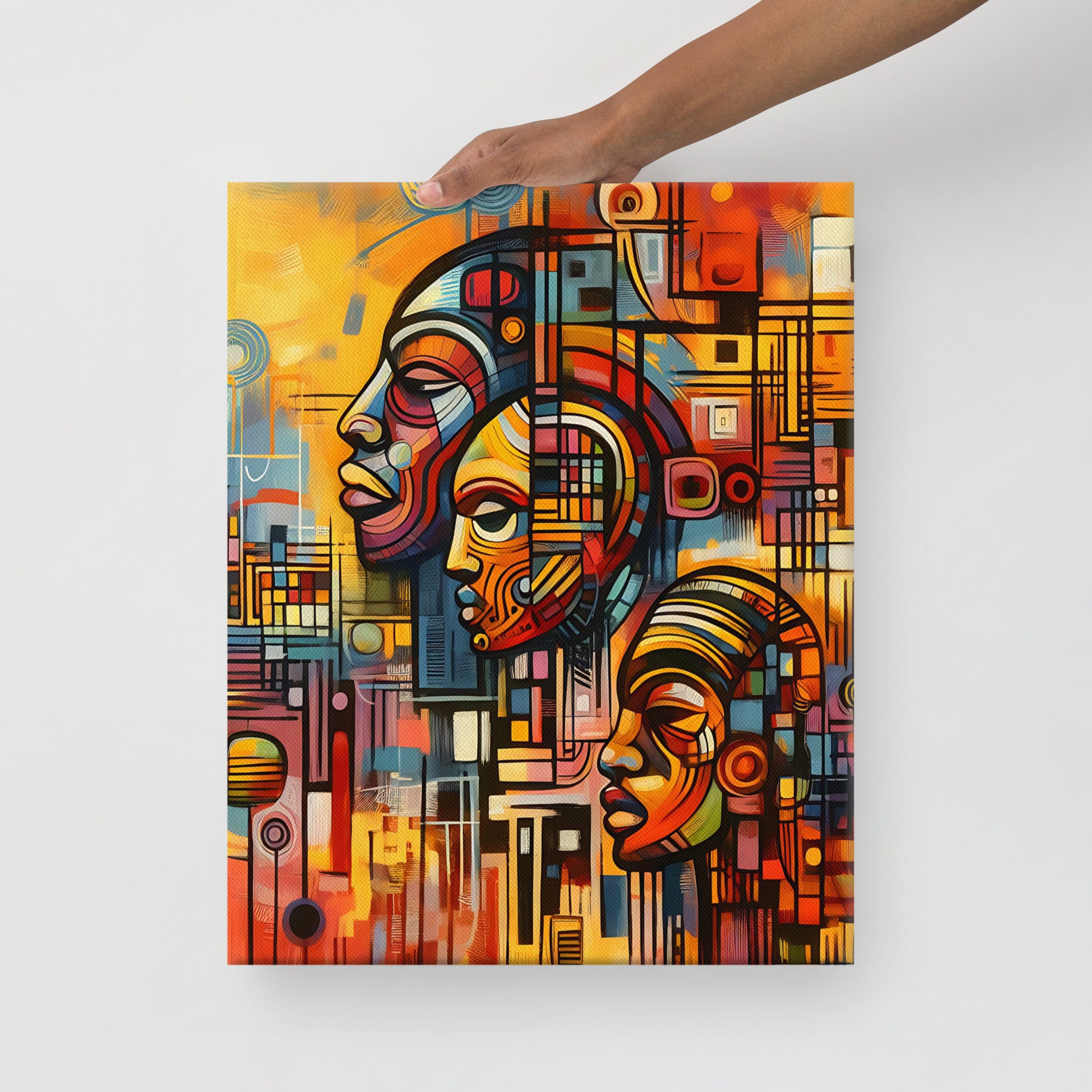 Afro Canvas Print, Abstract Modern Painting, African American Art