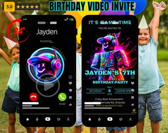 Personalisierte Roblox klingelnde Telefon Video Geburtstagseinladung | Lustig animierte Neon Roblox einladen | Benutzerdefinierte MP4 in 24h zu Ihnen gesendet