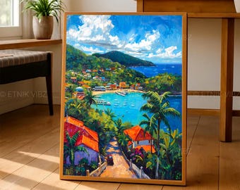 Tropical Wall Art, Beach wall hanging Poster, Island wall art, Beach house decor, Caribbean tropical art, Caribbean paintings, Beach Print