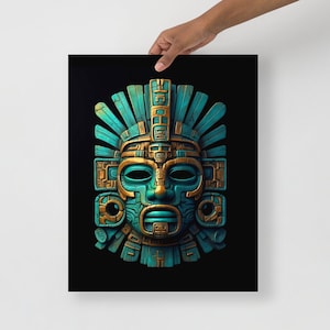 Aztec Art Poster, Aztec Warrior Museum Poster, Aztec Wall Decor, Pre-Columbian Mesoamerica Art Print, Unique artifact gift, Aztec eagle