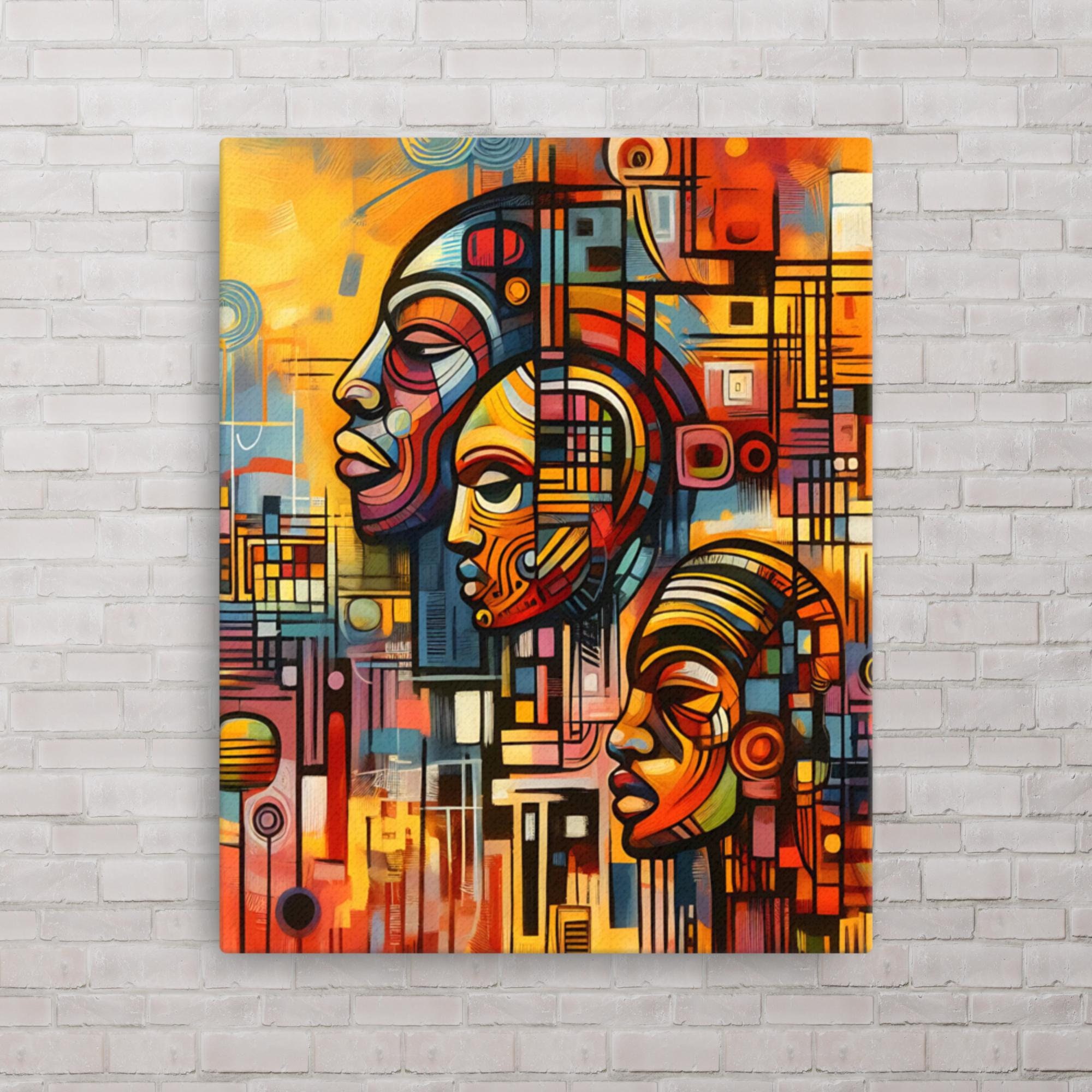 Afro Canvas Print, Abstract Modern Painting, African American Art