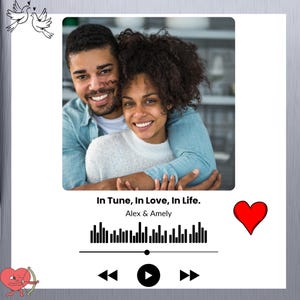 Custom Music Fridge Magnet, Personalized Photo & Music Fridge Magnet, Gift for Couple, Anniversary Keepsake Gift for Him, Gift for lovers
