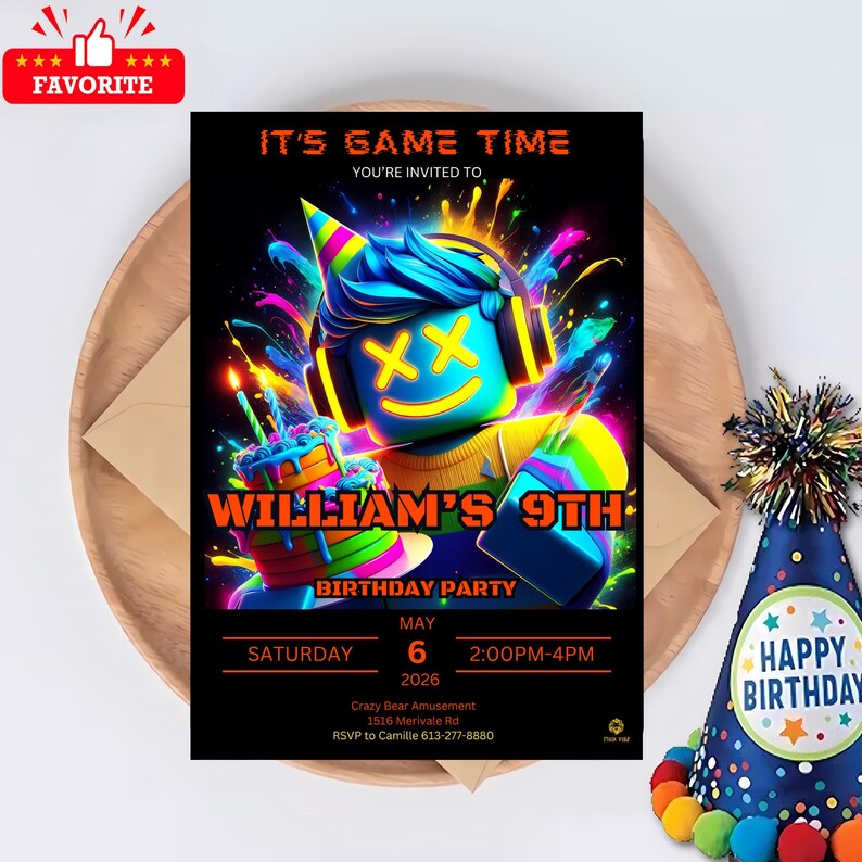 Roblox Birthday Invitation | Editable Gaming Canva Template Evite | Boy ...