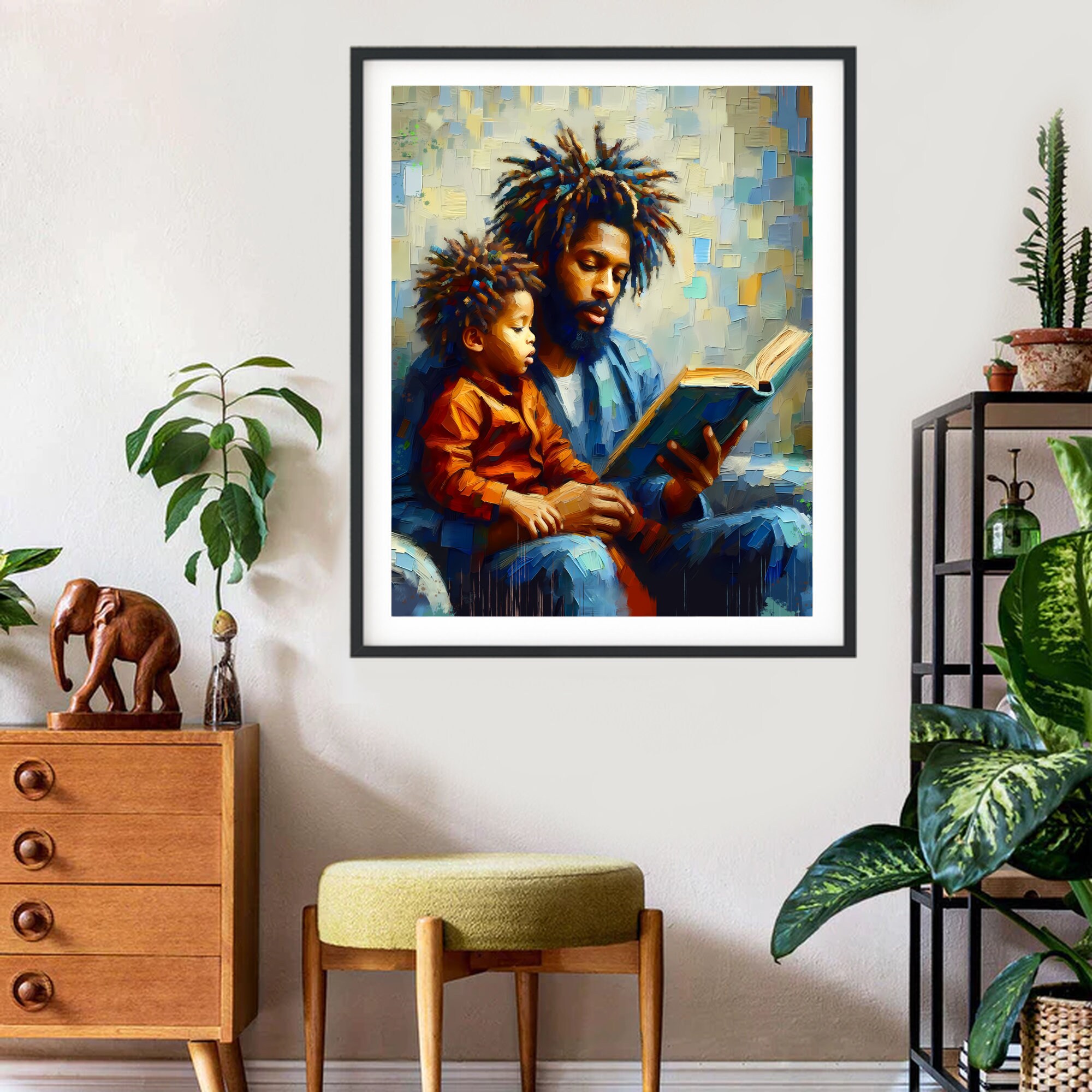 Black Father and Son Wall Art Black Man Poster Caribbean Art afro Wall ...