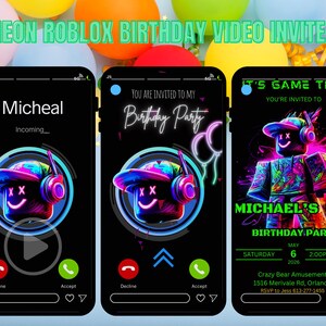 Personalized Roblox Ringing Phone Video Birthday Invitation | Funny Animated Neon Roblox Invite | Custom MP4 Sent to You in 24h