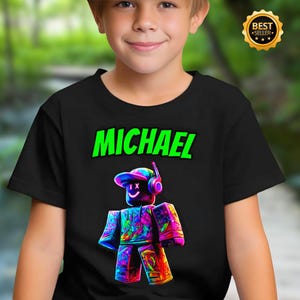 Personalized Roblox T-Shirt for Kids, Custom Roblox Gift Tee, Birthday Party Shirt, Kids Roblox Shirt, Unique Roblox Birthday Present, RoBx