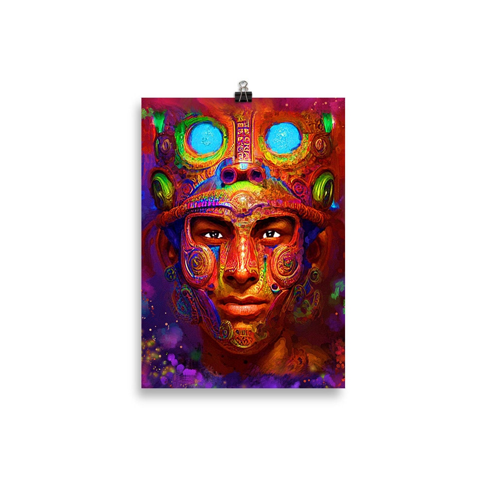 Mayan Warrior Poster Tribal Warriors Mayan Wall Art Mexican Etsy