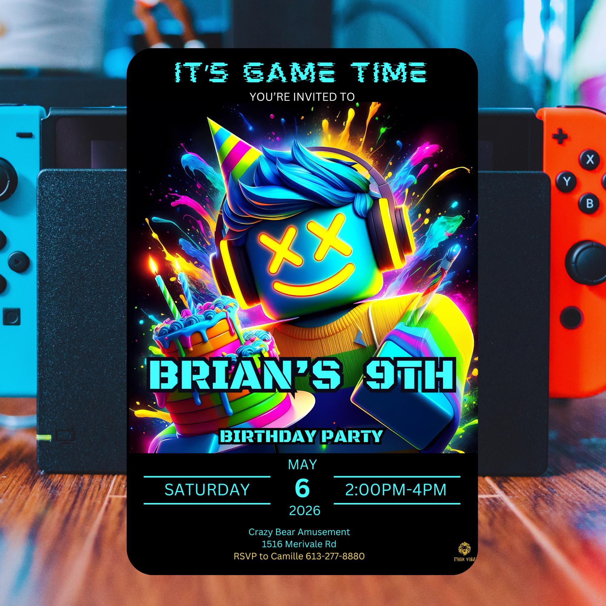 Roblox Birthday Invitation | Editable Gaming Canva Template Evite | Boy ...