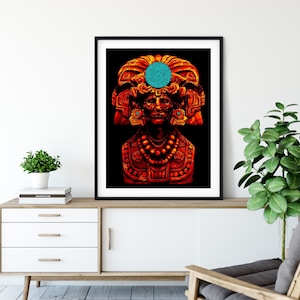 Amazing Pakala Maya King Museum-quality poster -"POSTER ONLY"- Mayan civilization - Mexico - Collectable painting - Unique gift - Home Decor