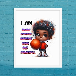 Black Boy Framed poster, Positive Boy I AM Affirmations, Black Boy Matter, Black Boy Joy Wall Art, Black Boy Joy Son Godson Nephew Grandson