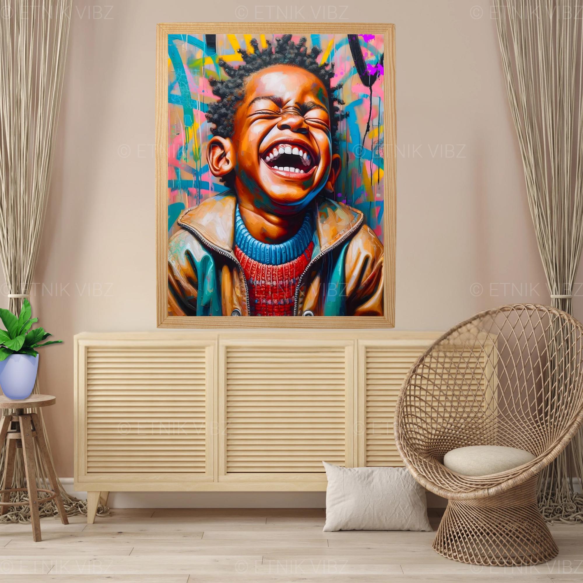 Black Boy Joy Art Poster, Afro Wall Art, Urban Graffiti Wall Art