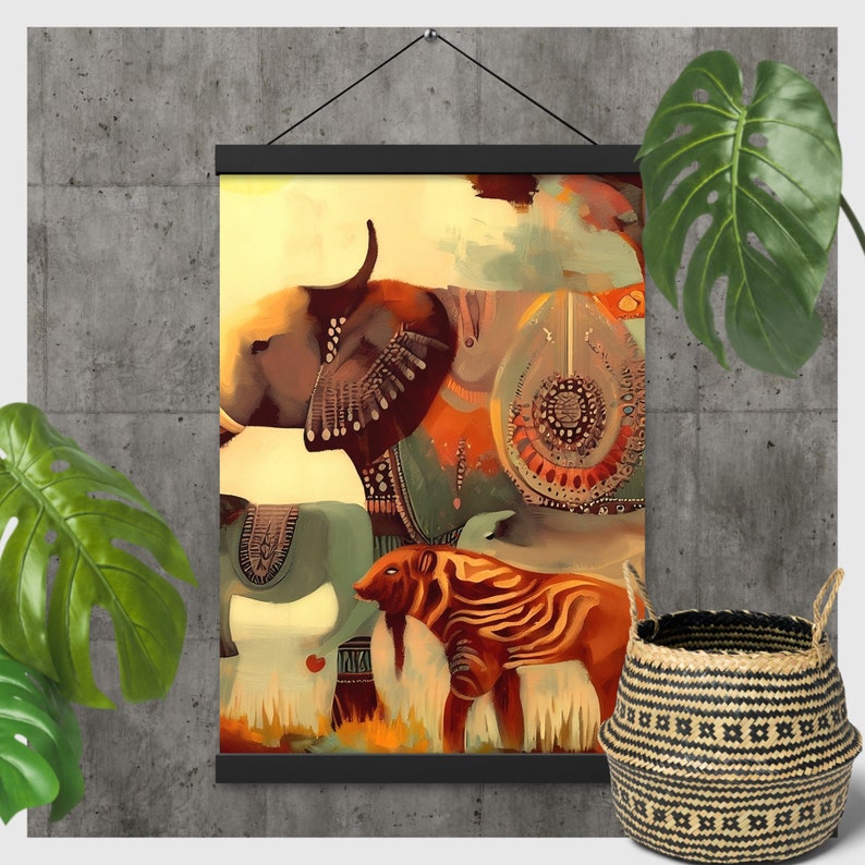 Safari Poster With Hangers Ready to Hang Wall Art Wall Etsy