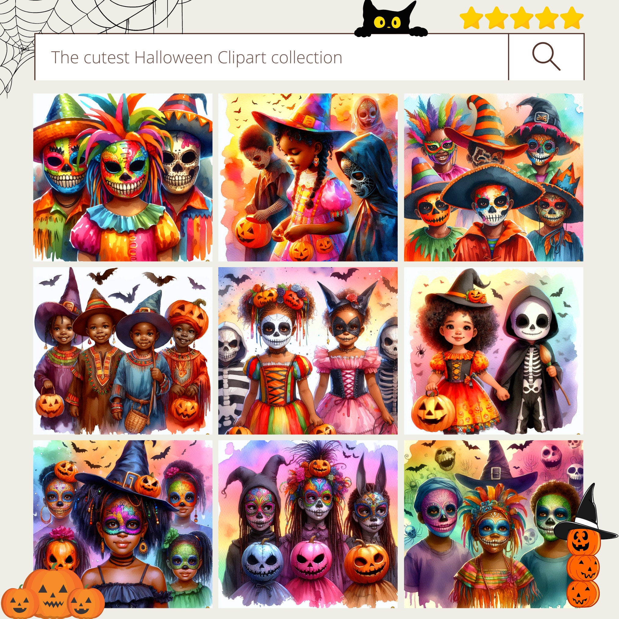 Halloween Bundle,25 Cute JPG Halloween Clipart Set, Black Halloween ...