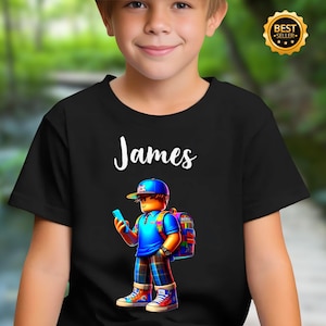 Personalized Roblox T-Shirt for Kids, Custom Roblox Gift Tee, Birthday Party Shirt, Kids Roblox Shirt, Unique Roblox Birthday Present