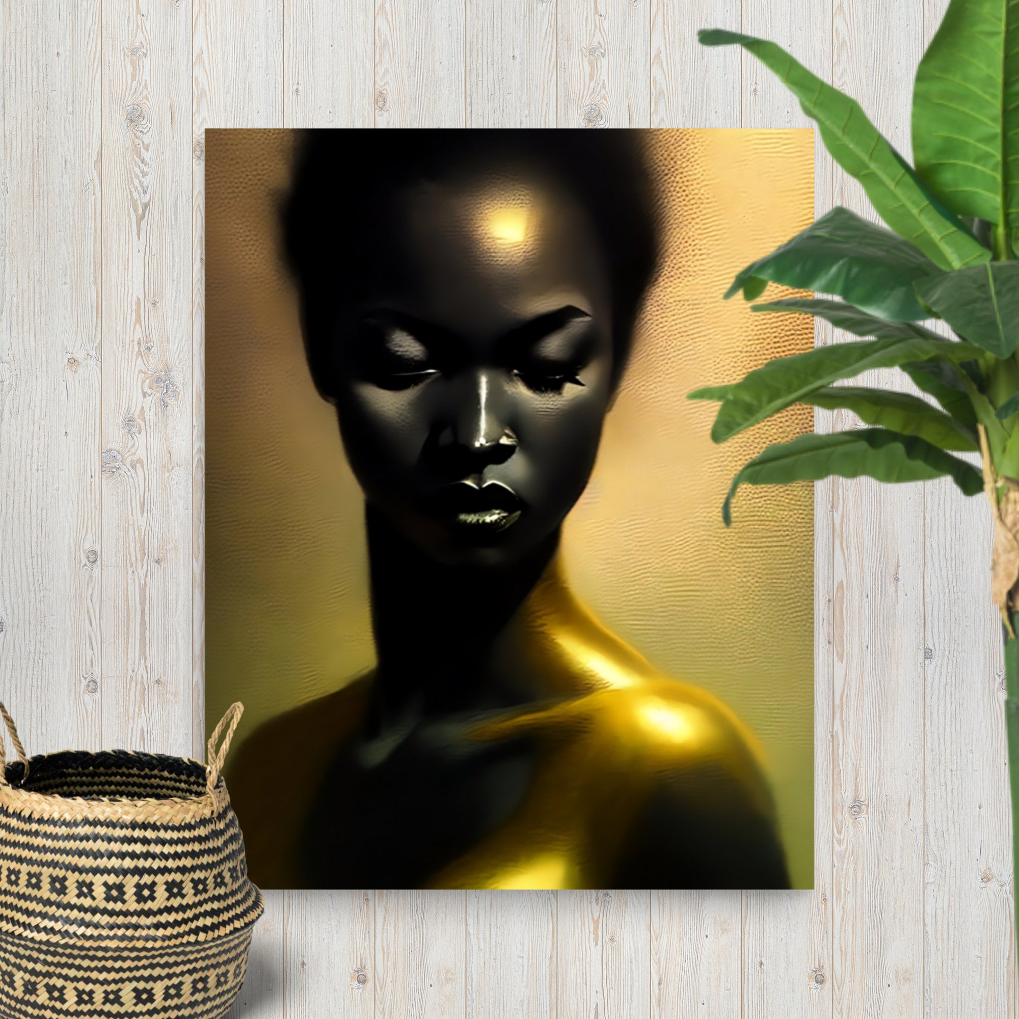 Black Gold Woman Poster Afro Wall Art african American Art Black Woman ...