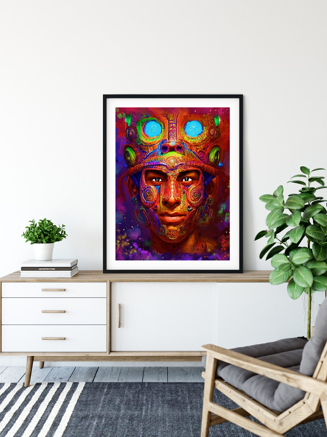 Mayan Warrior Poster Tribal Warriors Mayan Wall Art Mexican Etsy